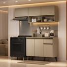 Armário de Cozinha Compacta Atlanta Petit Carraro Amêndoa Armário de Cozinha Compacta Atlanta Petit Carraro Amêndoa
