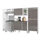 Armário de Cozinha Compacta Balcão c/ Tampo 5 pçs Xangai Classic Multimóveis Bca/Lca Fumê