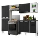 Armário de Cozinha Compacta c/ 2 Leds 4 pçs Xangai Multimóveis V3414 Branco/Lacca Fumê