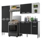 Armário de Cozinha Compacta c/ 3 Leds 4 pçs Xangai Multimóveis V3415 Branco/Preto