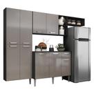Armário de Cozinha Compacta com 2 Leds Balcão com Tampo Pequim Sun Multimóveis Preta/Lacca Fumê