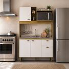 Armário de Cozinha Compacta com Armário e Balcão 4 Portas 1 Gaveta Mademóvel Azaleia 120cm Cor Mel e Branco