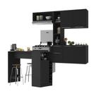 Armário De Cozinha Compacta Com Bancada Americana Sofia Multimóveis Mp2196 Preto Preto