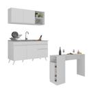 Armário De Cozinha Compacta Com Mesa Gourmet Veneza Multimóveis Mp2201 Branco Branco Armário De Cozinha Compacta Com Mesa Gourmet Veneza Multimóveis Mp2201 Branco Branco