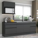 Armário de Cozinha Compacta com Rodapé Veneza Multimóveis MP2110.895 Preto Armário de Cozinha Compacta com Rodapé Veneza Multimóveis MP2110.895 Preto