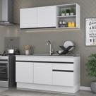 Armário de Cozinha Compacta com Rodapé Veneza Multimóveis MP2114.964 Branco/Preto Armário de Cozinha Compacta com Rodapé Veneza Multimóveis MP2114.964 Branco/Preto