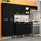 Armário de Cozinha Compacta com Tampo Lisboa Multimóveis Preto