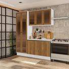 Armário De Cozinha Compacta Com Vidro Reflecta 100% Mdf 192cm Branco/nogueira Celeste Kappesberg Armário De Cozinha Compacta Com Vidro Reflecta 100% Mdf 192cm Branco/nogueira Celeste Kappesberg