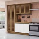 Armário de Cozinha Compacta com Vidro Reflecta 100% MDF 192cm Nogueira/Branco Celeste Kappesberg