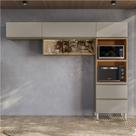 Armário de Cozinha Compacta com Vidro Reflecta Proença 5 Portas 1 Gaveta Nude e Nogueira Armário de Cozinha Compacta com Vidro Reflecta Proença 5 Portas 1 Gaveta Nude e Nogueira