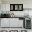Armário de Cozinha Compacta de Aço Completa Diamante 12 Portas 1 Gaveta Branco/Preto 818489 - Pnr Móveis