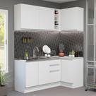 Armário de Cozinha Compacta de Canto 269cm Branco Glamy Madesa 01