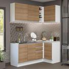 Armário de Cozinha Compacta de Canto 269cm Branco/Rustic Glamy Madesa 01