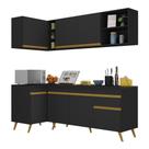 Armário De Cozinha Compacta De Canto Veneza Multimóveis V2058 Preto/dourado Preto/dourado