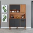 Armário De Cozinha Compacta Fidelitá Grécia 120cm 5 Portas 1 Gaveta Com Tampo e Fundo Freijó/Chumbo