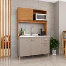 Armário De Cozinha Compacta Fidelitá Malta 122cm 4 Portas 1 Gaveta Sem Tampo e Fundo Freijó/Camurça