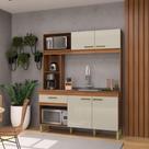 Armário De Cozinha Compacta Fidelitá Xangai 160cm 4 Portas 1 Gaveta Sem Tampo e Fundo Freijó/Off-White Armário De Cozinha Compacta Fidelitá Xangai 160cm 4 Portas 1 Gaveta Sem Tampo e Fundo Freijó/Off-White