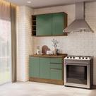 Armário de Cozinha Compacta Garrafeiro 100% MDF 120cm Nogueira/Verde Celeste Kappesberg