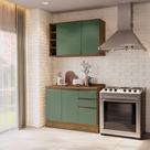Armário De Cozinha Compacta Garrafeiro 100% Mdf 120cm Nogueira/verde Celeste Kappesberg