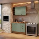 Armário de Cozinha Compacta Garrafeiro 120cm Canela/Verde Frevo Pixel Kappesberg