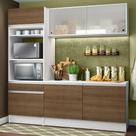 Armário de Cozinha Compacta Madesa Topazio com Balcão e Tampo - Branco/Rustic