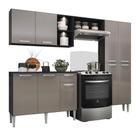 Armário de Cozinha Compacta Multimóveis Pequim Up FG3412 com 2 Leds Armário e Balcão Preta/Lacca Fumê