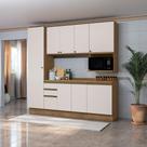 Armário de Cozinha Compacta Nicho Micro-ondas 100% MDF 230cm Nogueira/Branco Celeste Kappesberg Armário de Cozinha Compacta Nicho Micro-ondas 100% MDF 230cm Nogueira/Branco Celeste Kappesberg