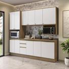 Armário De Cozinha Compacta Nicho Micro-ondas 100% Mdf 250cm Nogueira/branco Celeste Kappesberg Armário De Cozinha Compacta Nicho Micro-ondas 100% Mdf 250cm Nogueira/branco Celeste Kappesberg