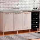 Armário de Cozinha Compacta para Pia em Aço Star New 3 Portas 4 Gavetas Branco/Preto - Pnr Móveis