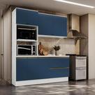 Armário de Cozinha Compacta Torre Quente 100% MDF 190cm Branco/Azul Profundo Celeste Kappesberg