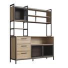 Armário de Cozinha Compacto com Pé Balcão Oak Preto Industrial Placa e Ponto