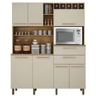 Armário de Cozinha Compacto em Madeira Valdemóveis Monterey 7 Portas 2 Gavetas Cinamomo e Off White