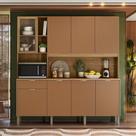 Armário de Cozinha Compacto Kits Paraná Nature 8 Portas 1 Gaveta Nicho Decorativo 1,94m