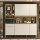 Armário de Cozinha Compacto Kits Paraná Nature 8 Portas 1 Gaveta Nicho Decorativo 1,94m