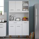 Armário de Cozinha Compacto Milazzo com Balcão Nicho 5 Portas 1 Gaveta Branco Armário de Cozinha Compacto Milazzo com Balcão Nicho 5 Portas 1 Gaveta Branco