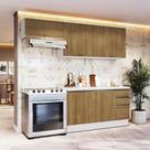 Armário de Cozinha Completa 100% MDF 240cm Branco/Nogueira Celeste Kappesberg