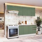 Armário de Cozinha Completa 100% MDF 240cm Branco/Verde Celeste Kappesberg Armário de Cozinha Completa 100% MDF 240cm Branco/Verde Celeste Kappesberg