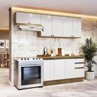 Armário de Cozinha Completa 100% MDF 240cm Nogueira/Branco Celeste Kappesberg