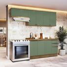 Armário De Cozinha Completa 100% Mdf 240cm Nogueira/verde Celeste Kappesberg
