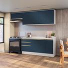 Armário de Cozinha Completa 100% MDF 260cm Branco/Azul Profundo Celeste Kappesberg