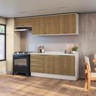 Armário de Cozinha Completa 100% MDF 260cm Branco/Nogueira Celeste Kappesberg