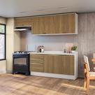 Armário De Cozinha Completa 100% Mdf 260cm Branco/nogueira Celeste Kappesberg