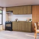 Armário de Cozinha Completa 100% MDF 260cm Nogueira Celeste Kappesberg