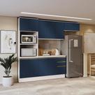 Armário de Cozinha Completa 100% MDF 270cm Branco/Azul Profundo Celeste Kappesberg
