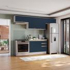 Armário de Cozinha Completa 100% MDF 280cm Branco/Azul Profundo Celeste Kappesberg