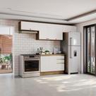 Armário de Cozinha Completa 100% MDF 280cm Nogueira/Branco Celeste Kappesberg