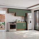 Armário de Cozinha Completa 100% MDF 280cm Nogueira/Verde Celeste Kappesberg