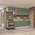 Armário de Cozinha Completa 100% MDF 300cm Branco/Verde Celeste Kappesberg Armário de Cozinha Completa 100% MDF 300cm Branco/Verde Celeste Kappesberg