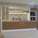 Armário de Cozinha Completa 100% MDF 310 cm Branco/Rustic/Crema Smart Madesa 03 Armário de Cozinha Completa 100% MDF 310 cm Branco/Rustic/Crema Smart Madesa 03
