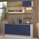 Armário de Cozinha Completa 180 cm Branco/Azul Vik Madesa 05 Armário de Cozinha Completa 180 cm Branco/Azul Vik Madesa 05